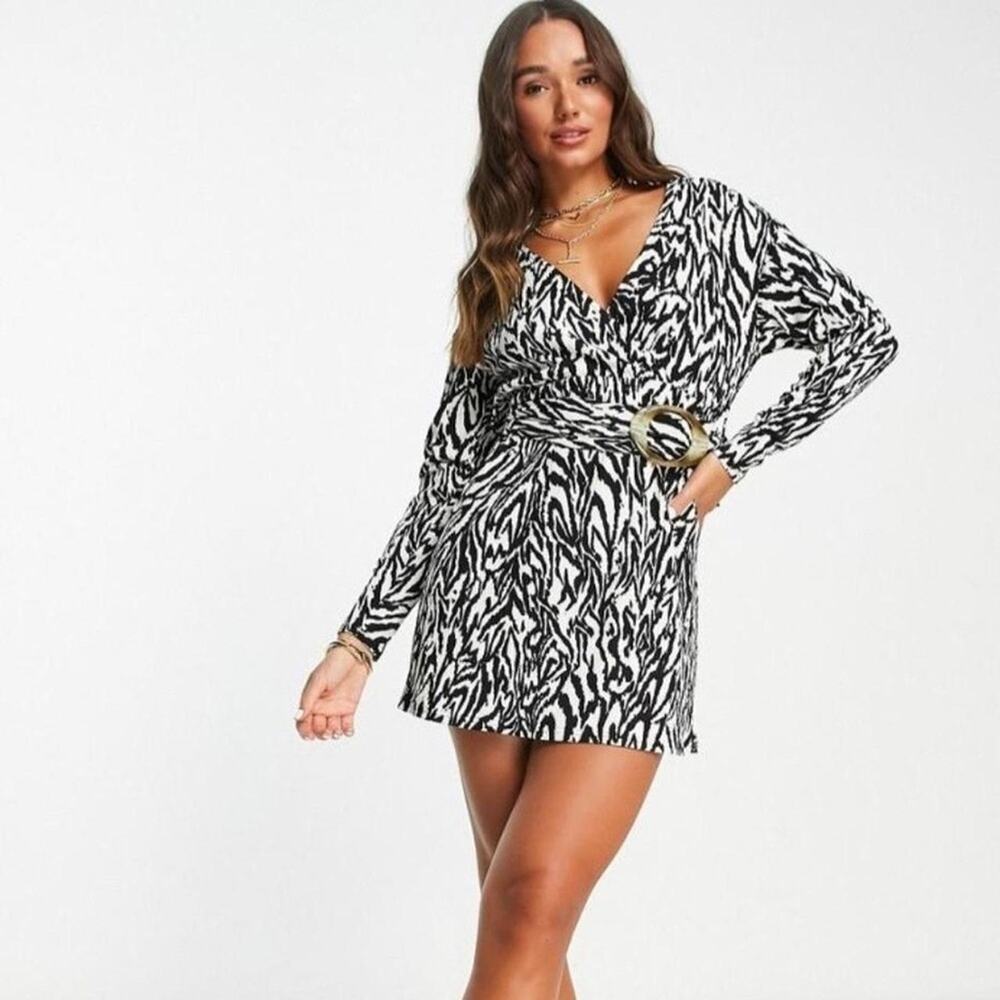 ✨ASOS DESIGN✨ Textured Zebra Print Mini Dress
